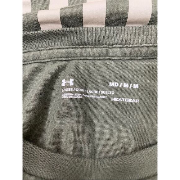 Under Armour American Flag Army Green Color Loose Fit Short Sleeve Tee - Picture 4 of 4